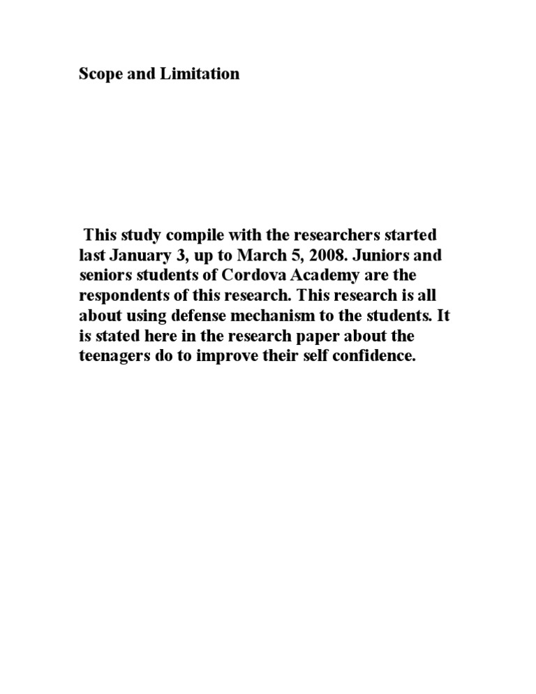 example of scope in research paper Samples of scope and limitations of the study
